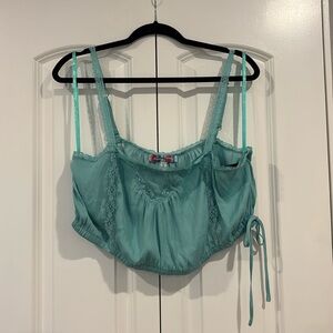 Urban Outfitters Teal Lace-Trim Chemise Camisole